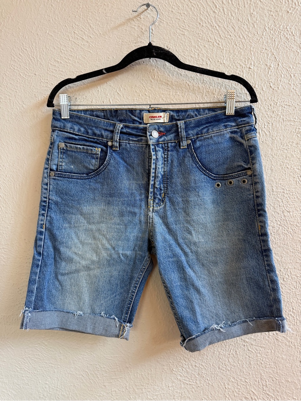 Osklen denim cuffed high rise cuffed shorts